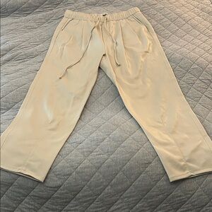 Zara Women's Cream Faux-Leather Pants